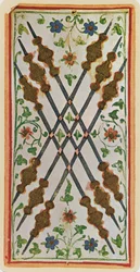 Die Sechs der Stäbe, Faksimile einer Tarotkarte aus dem 